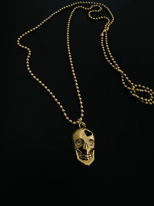 Colar caveira dourada brilhante