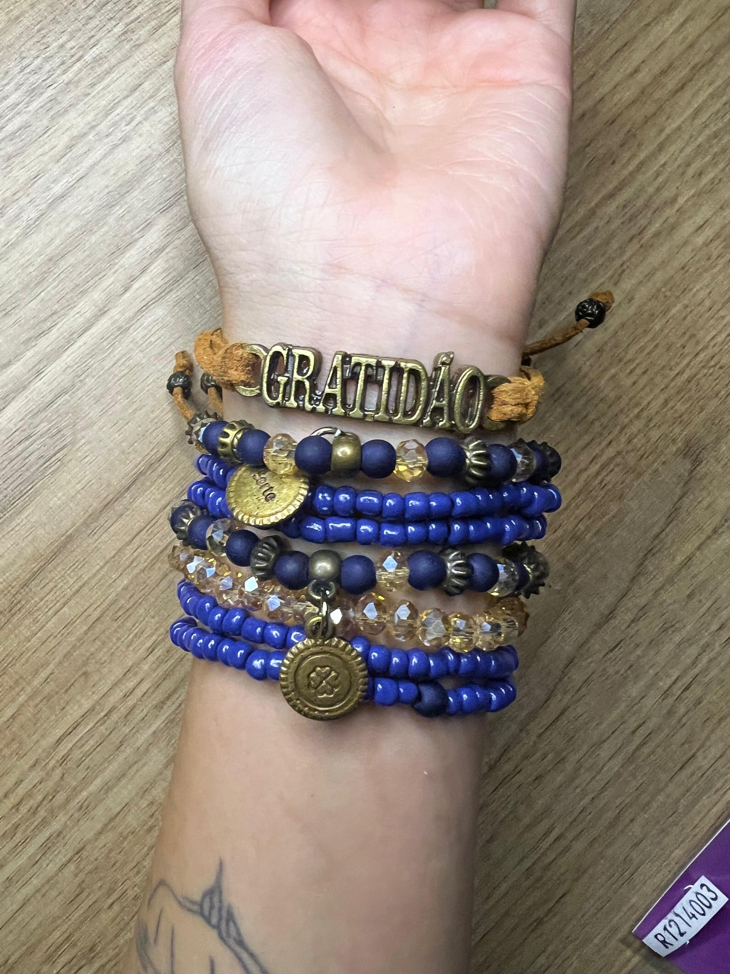 Kit 10 Pulseiras Energizadas Gratidão azul